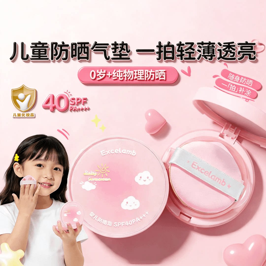 儿童防晒气垫霜婴儿宝宝专用防紫外线小女孩素颜隔离纯物理防晒乳