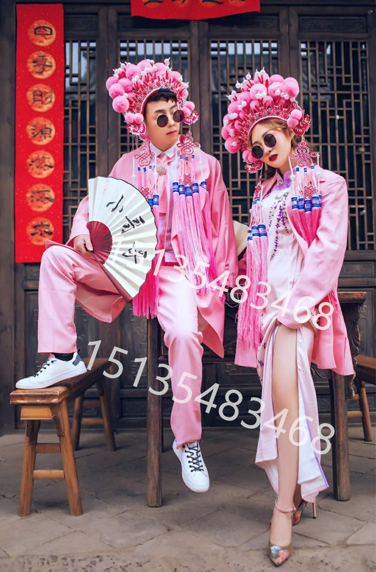 影楼国潮情侣旅拍主题服装嘻哈混搭复古摄影街拍中式戏服2020新款