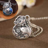 珐琅福袋钱锦鲤项链吊坠挂件女双面复古百搭民族风长款 毛衣链挂坠