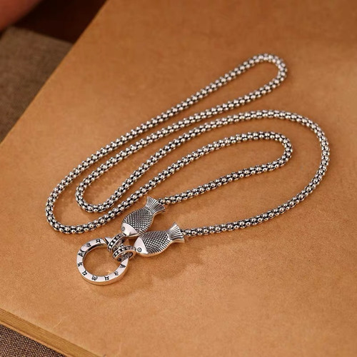 肖邦链加粗双面可拆分双鱼项链新