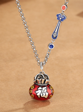 复古民族风手工景泰蓝铜钱毛衣链