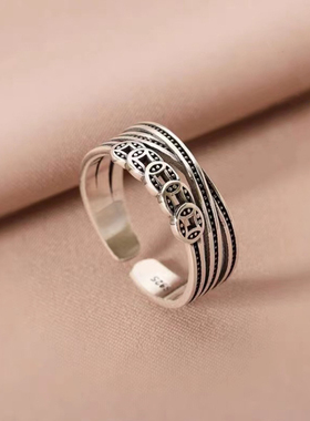 复古做旧招财转运钱币活口戒指