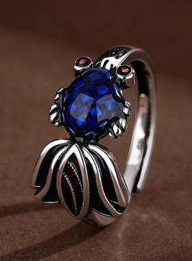 复古民族风珐琅彩金鱼锦鲤戒指