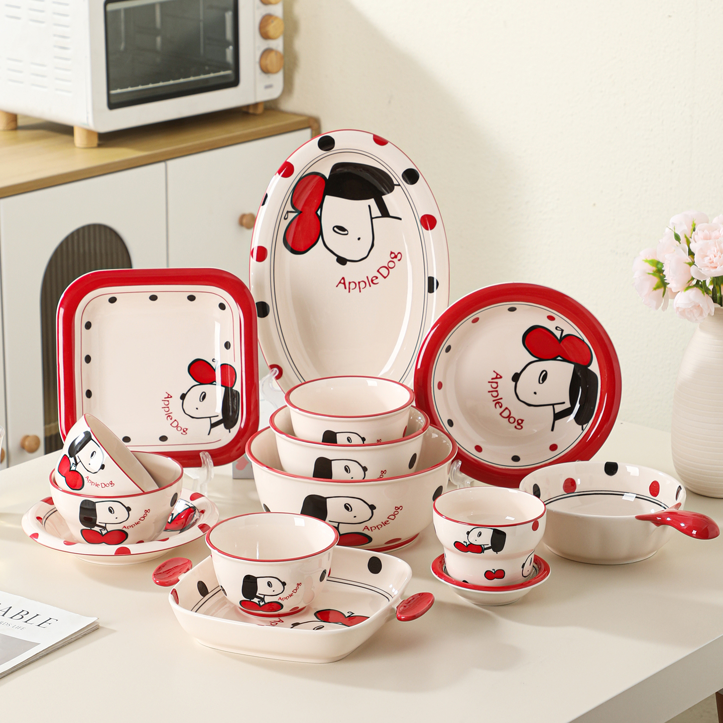 釉下彩陶瓷碗菜盘子家用餐具可爱女生个人专用饭碗2025新款高颜值