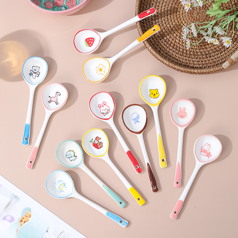 卡通可愛陶瓷長柄勺子