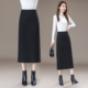醋酸高腰毛呢半身裙女秋冬新爆款 气质百搭直筒裙中长款 开叉包臀裙