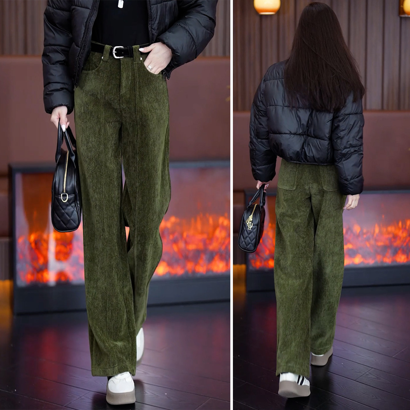芥绿色加绒雪尼尔阔腿裤女秋冬流行爆款宽松显瘦垂感休闲直筒裤子,女装/女士精品,休闲裤,淘宝优惠券,粉丝福利购,淘宝优惠卷