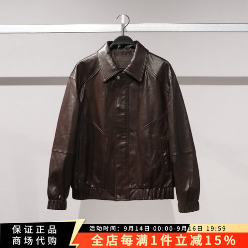太平鸟时尚百搭翻领皮衣夹克外套