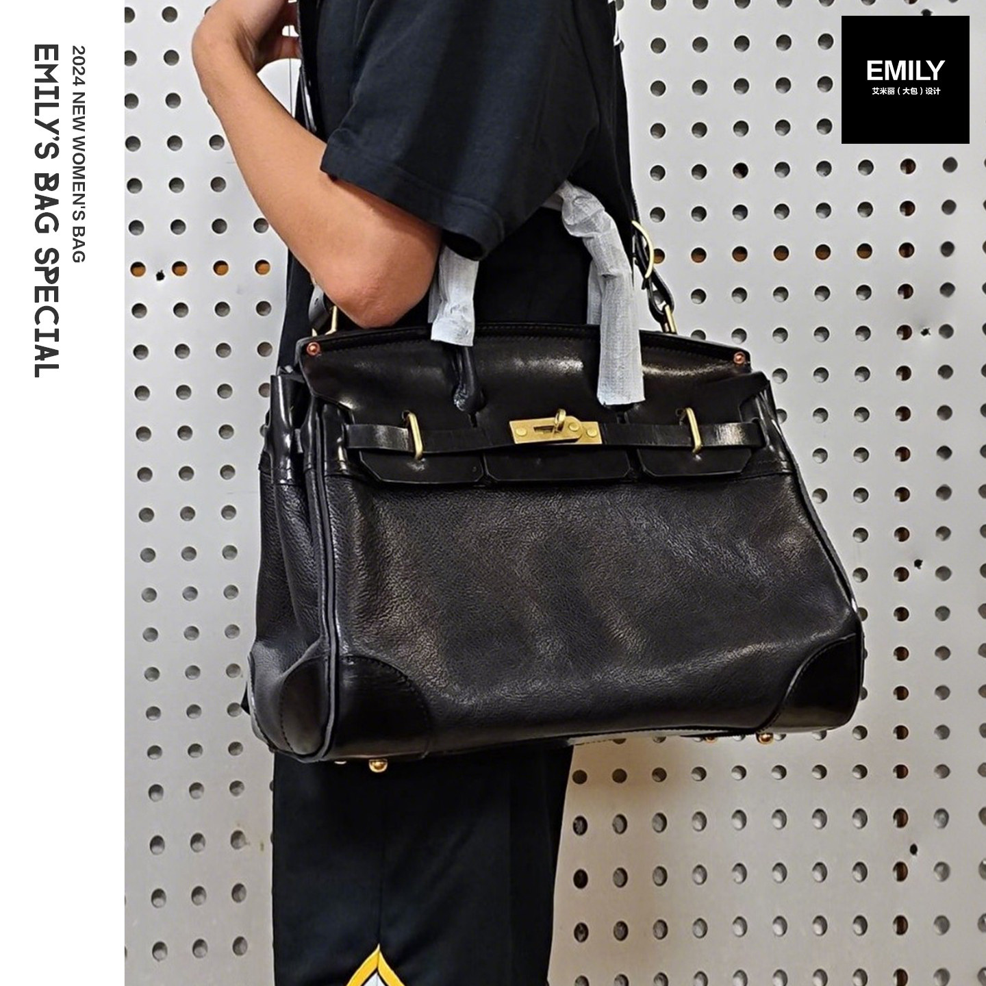 新款树膏植鞣牛皮男女包大容量复古通勤凯莉包铂金包手提单肩斜挎