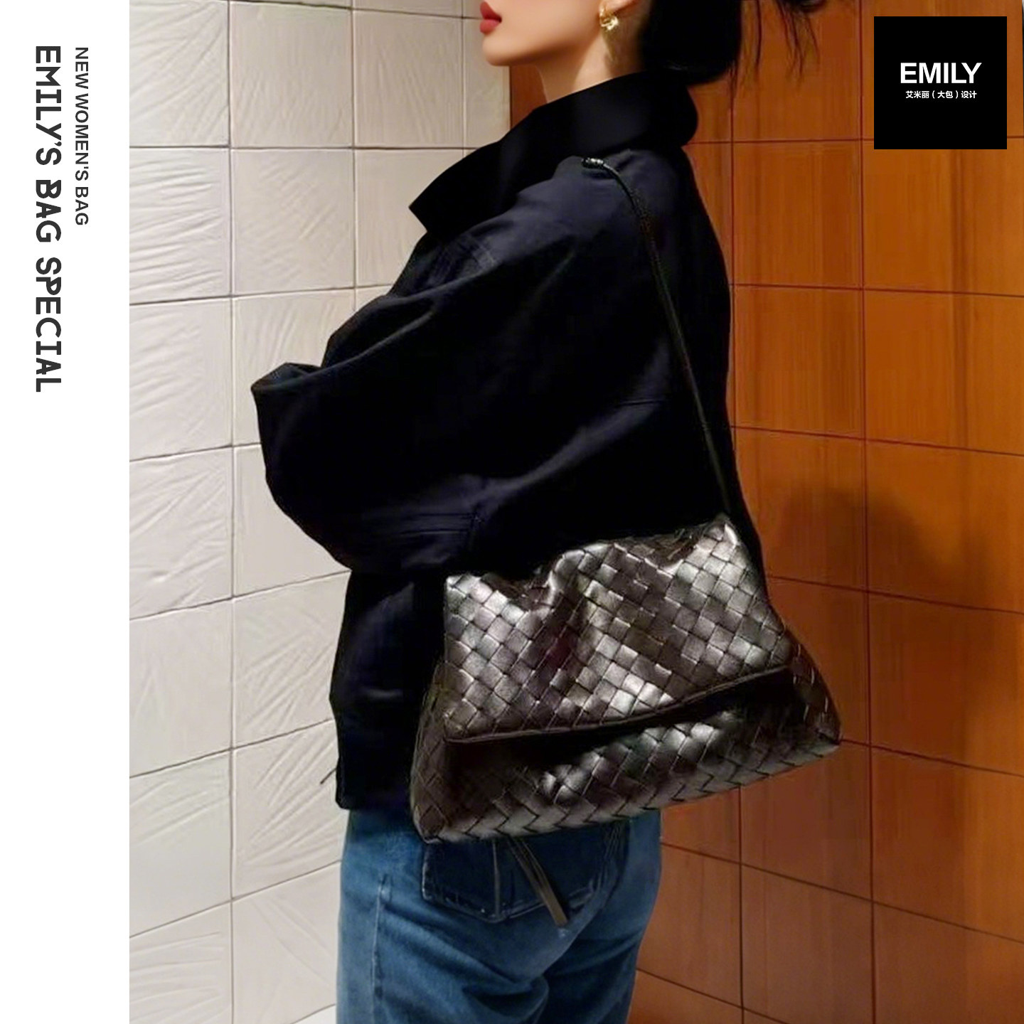 新款羊皮牛皮女包编织翻盖大容量复古休闲通勤托特包手提单肩斜挎