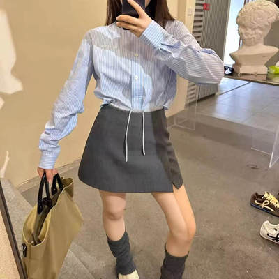 欧洲站2025新款显瘦羊毛半身裙