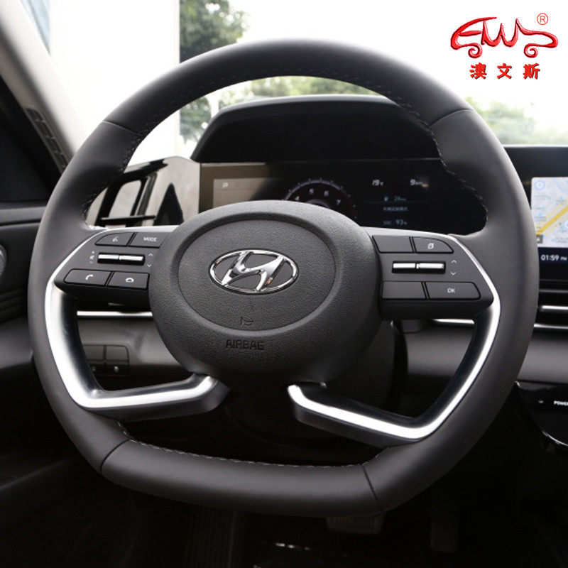 手缝真皮适用21 22现代伊兰特 名图 途胜 库斯途全包方向盘套把套