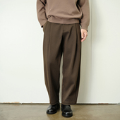 宽松小直筒锥形九分长裤 收留原创2025秋冬男士 加厚深棕色休闲裤 子