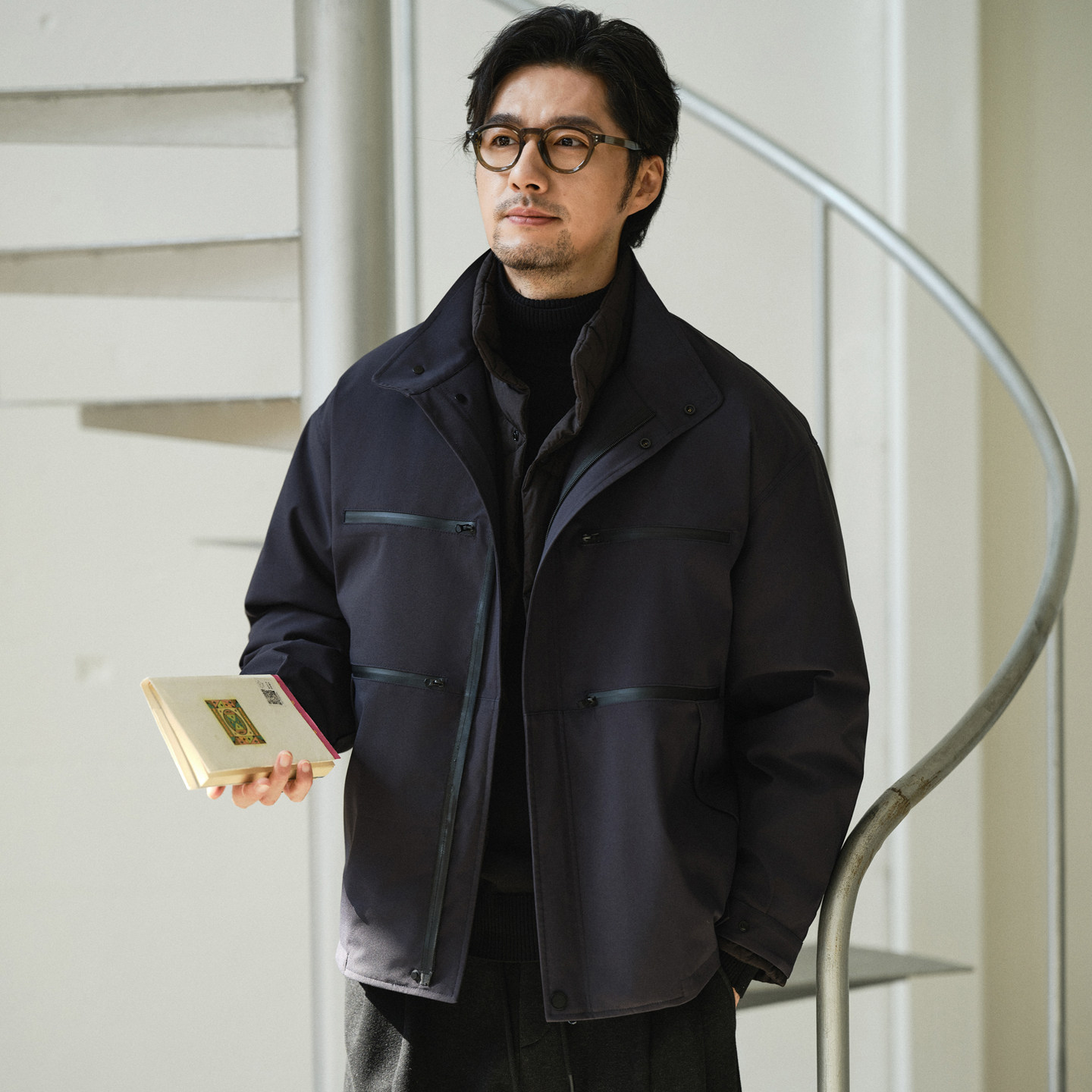 收留原创藏青色立领羽绒服男短款加厚保暖多口袋假两件外套冬季,男装,羽绒服,淘宝优惠券,粉丝福利购,淘宝优惠卷