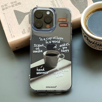 BlueHour原创喝杯咖啡吧 双层印花IMD小众创意简约透明手机壳 适用于iPhone17ProMax