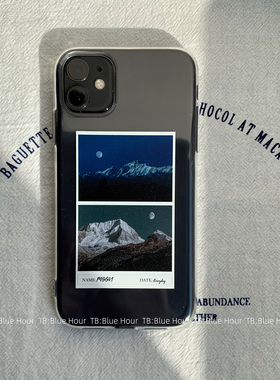 原创皓月与雪山 创意小众透明硅胶手机壳软壳 适用于iPhone15pro
