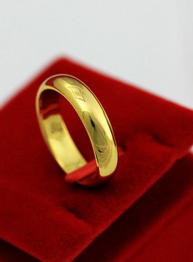 精致简约仿真黄金光面戒指男女