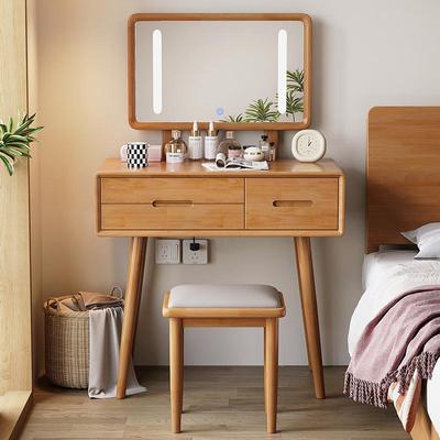 森原家居奶油风极窄梳妆台斗柜一体小户型化妆桌主卧室简约款木业