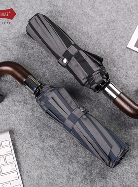 PARACHASE英伦创意10骨折叠伞商务简约雨伞女加固帅气男士自动伞