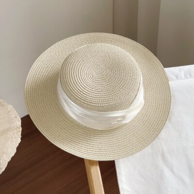 【草帽遮阳防晒夏海边女款平顶】