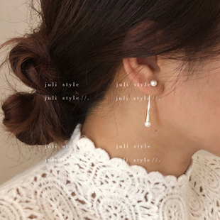 两戴耳饰 珍珠耳简约气质精致高级感一款 橘里 S925纯银针长款