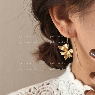 橘里 金色花朵耳环女时髦轻奢高级感小众气质耳饰 S925纯银针