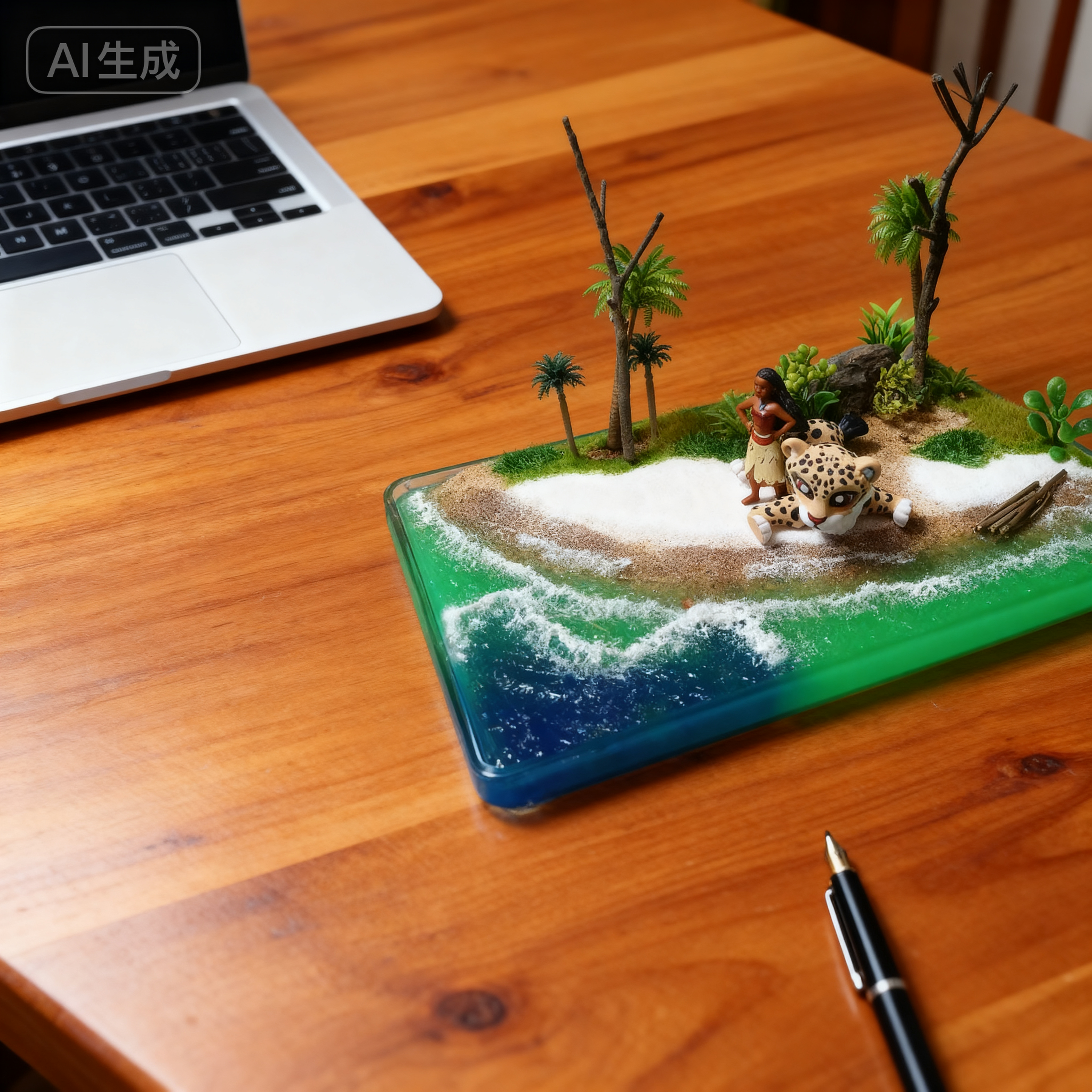 海洋系列荒岛求生款潮玩地台模型