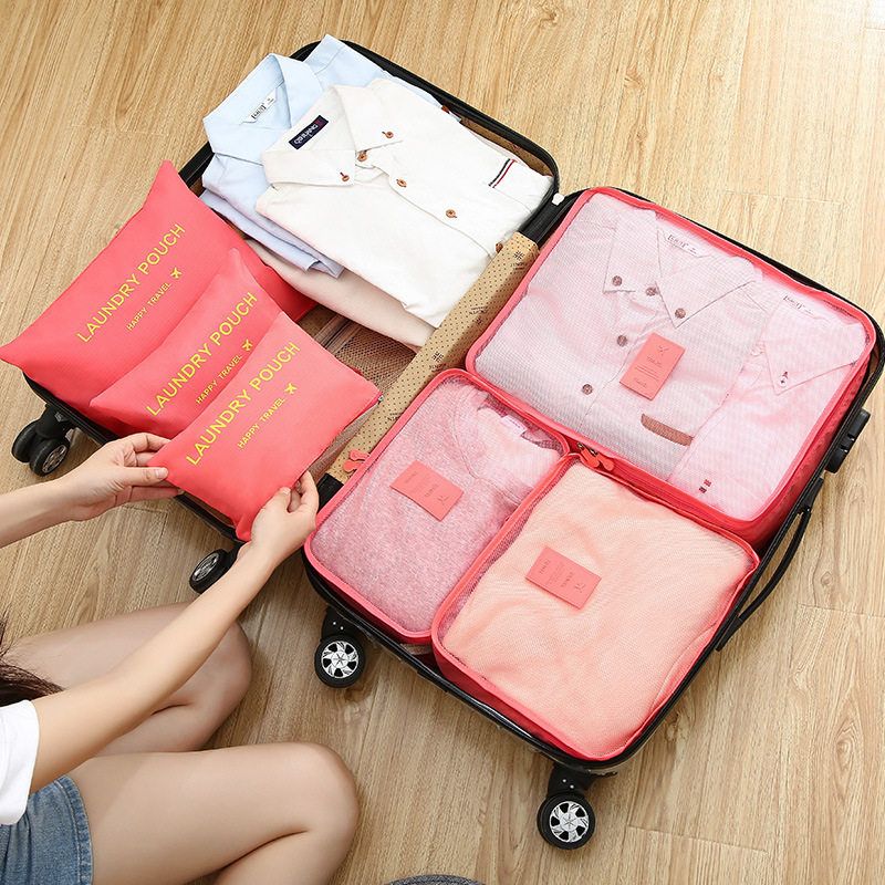 旅行套装套厂家直销六件旅游衣服收纳袋整理包收纳牛津布内衣