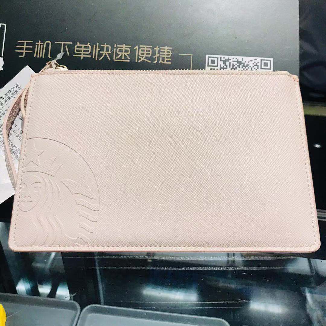 星巴克夏季旅行手包女士女生粉色拉链旅行手包七夕情人节情侣礼物