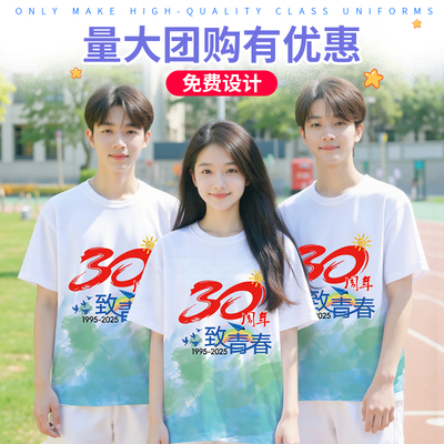 同学聚会t恤定制10 20周年统一服装文化衫短袖班服团建衣服印logo
