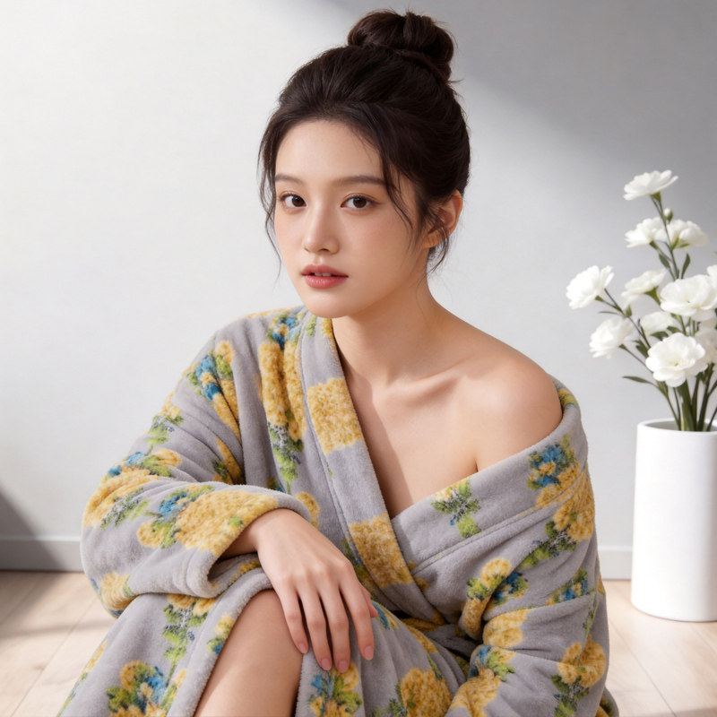 睡袍女秋冬季加厚珊瑚绒长袍浴袍保暖春秋法兰绒新款睡衣外穿长袖