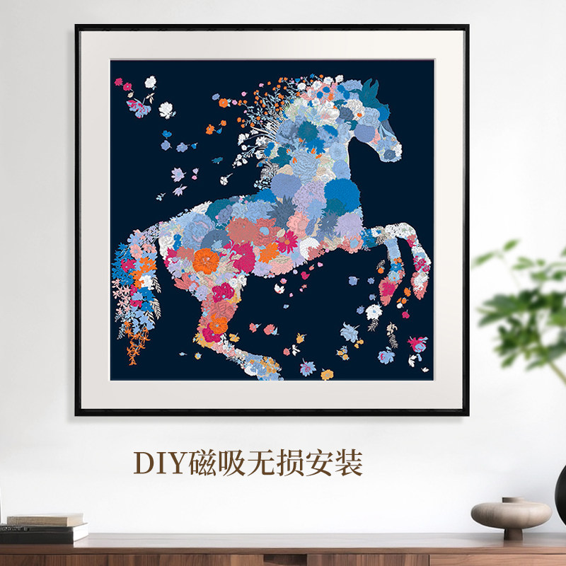 丝巾装裱画 画框diy磁吸无失真丝巾裱框创意围巾相框定制挂画 画
