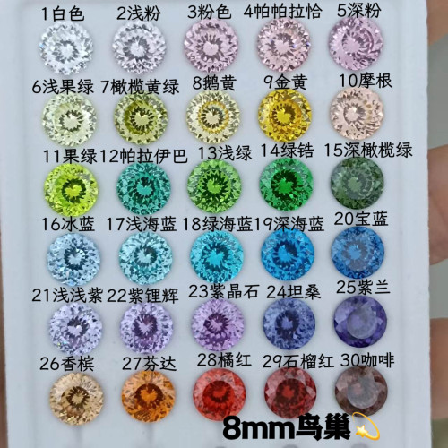 爆闪5A鸟巢切8mm锆石耳钉钛钢耳骨耳蜗钉耳针多型号可选洗睡免摘