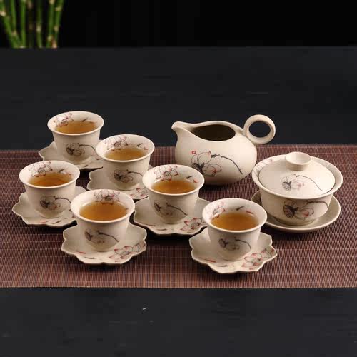 粗陶复古手绘潮汕杯垫日式茶具