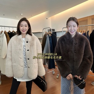 widelia皮毛一体外套女冬季新款环保水貂加厚气质皮草上衣9290