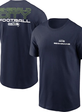 NFL球衣男夏季海鹰Seattle Seahawks橄榄球服宽松男士速干短袖T恤