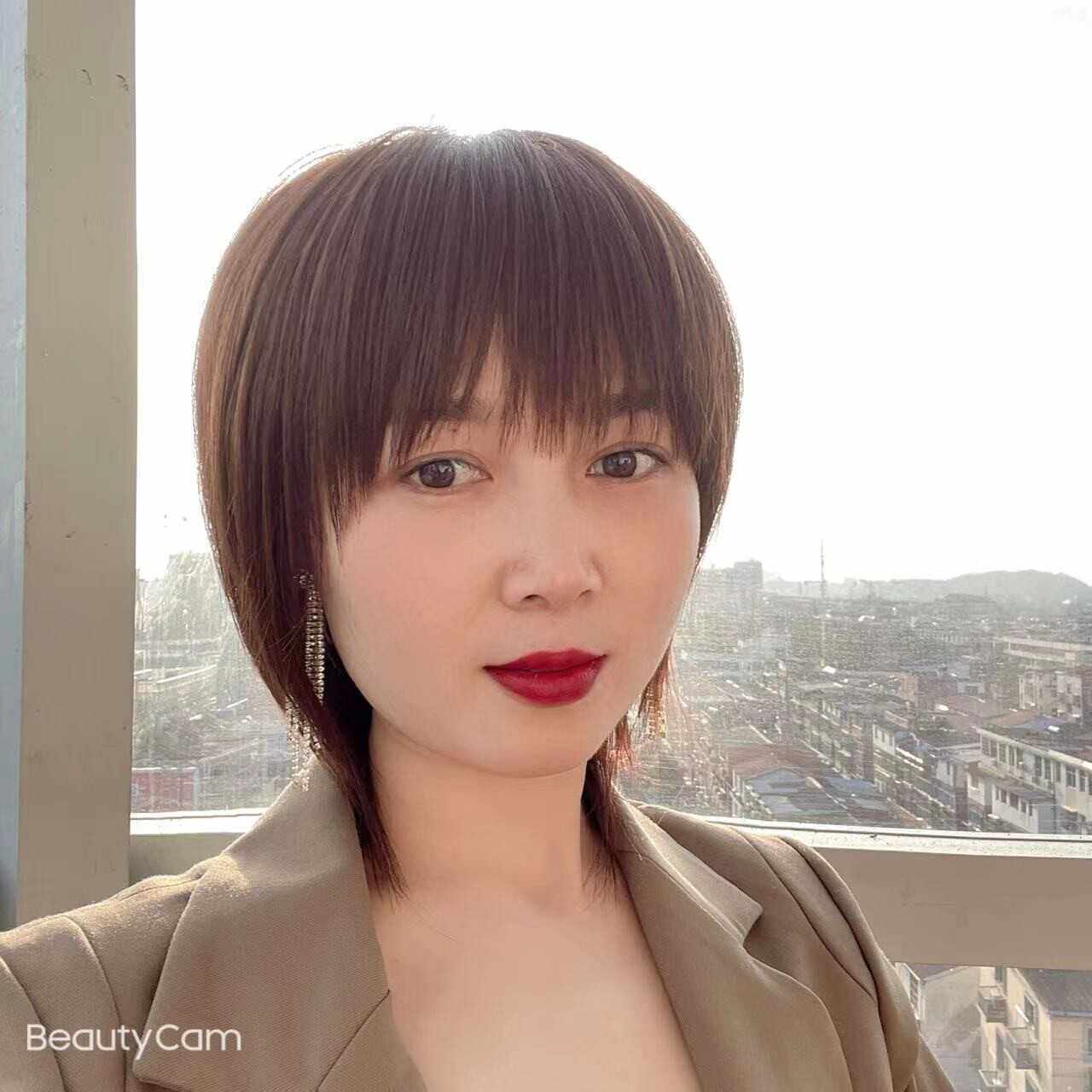 诗诺格王子文同款定制假发时尚女生短碎发潮款纯手工真发洋气直发