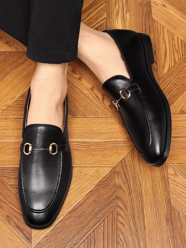 2026 summer loafers, lazy people, double-button leather shoes, men's one-foot slippers, casual leather shoes, men's British-style leather shoes