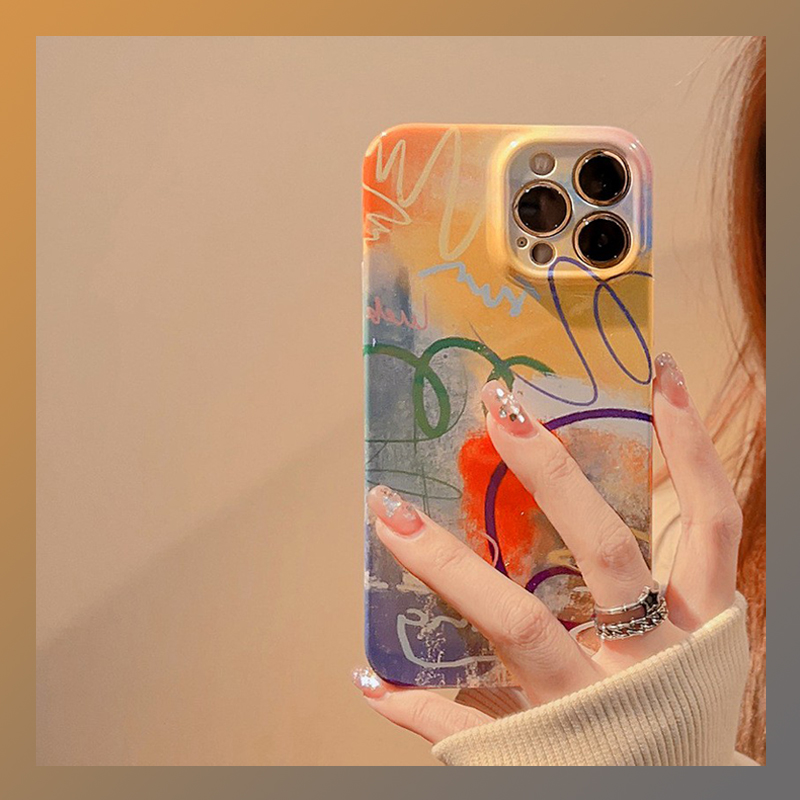 油画涂鸦苹果手机菲林硬壳