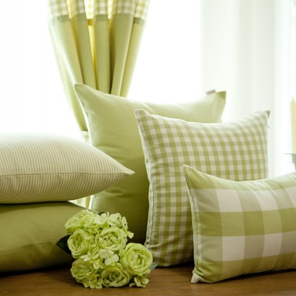 格子靠垫套客厅沙发靠垫抱枕套靠枕套不含芯绿色纯色抱枕家用定做