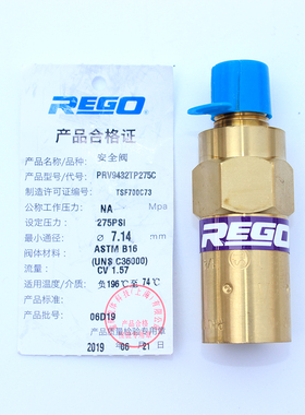 REGO美国力高PRV9432T,9434TP低温安全阀275C/415PSIG液氮液氧lng