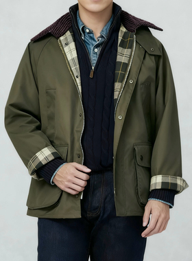 BC秋冬男士英伦复古油蜡工装夹克雅痞老钱风防风防雨猎装外套