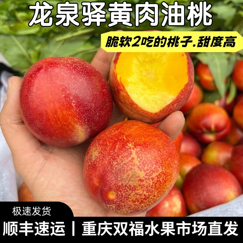 龙泉驿蜂蜜黄肉油桃5斤8斤10斤家庭装脆软2吃的桃子当季水果双福