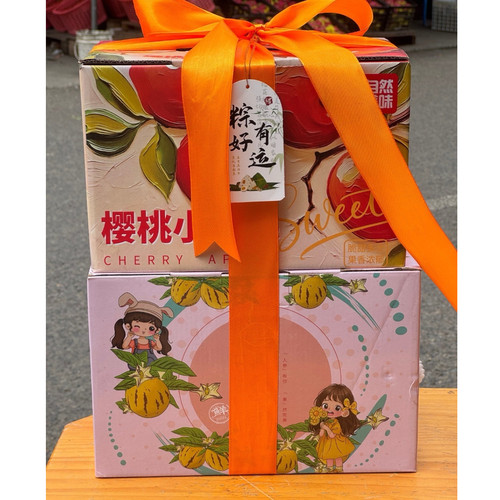 樱桃小苹果+树上熟人参果水果组合礼盒装端午送礼员工团购双福