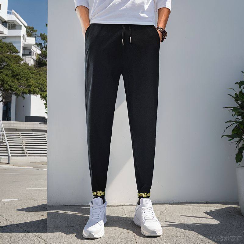 秋季长裤男士休闲裤高级感花边休闲裤修身小脚裤美发师服装A133,男装休闲裤,星座712-1