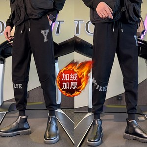 2024春装新款裤子加厚长裤社会小伙网红裤子束脚裤卫裤A165P55绒图片