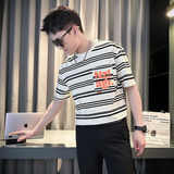 条纹短袖t恤男士夏季2024新款薄款体恤宽松美式高街上衣TX03-P58，男装T恤，星座712-1