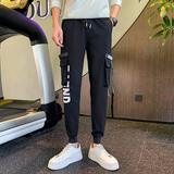 夏季新款男士休闲裤痞帅潮牌多口袋工装裤修身小脚裤脚裤AK134，男装休闲裤，星座712-1