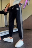 秋季加厚长裤男士休闲裤痞帅潮流侧边拼接条纹裤修身小脚裤A147，男装休闲裤，星座712-1