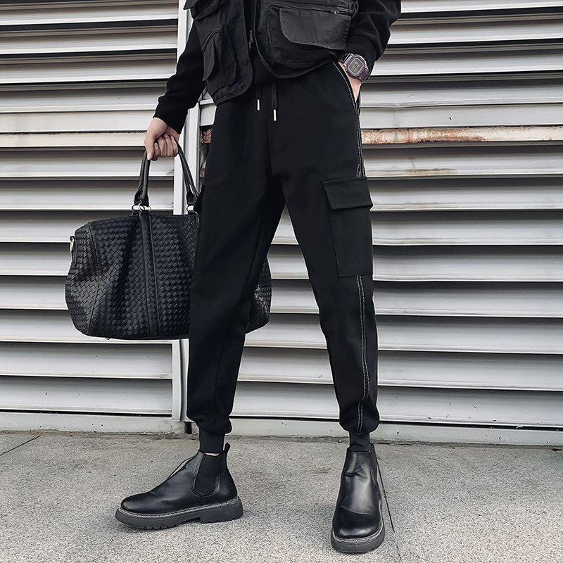 夏季薄款休闲裤男士修身小脚裤社会小伙网红裤子712-1-A54-P48，男装休闲裤，星座712-1